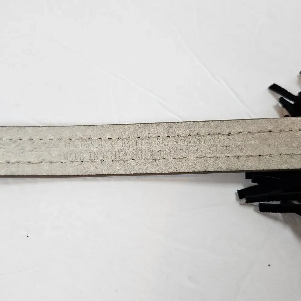 White‎ House Black Market Black Suede Belt With Tassel Women's Medium Boho Chic